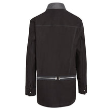 Load image into Gallery viewer, backshot of mens black techwear zip jacket