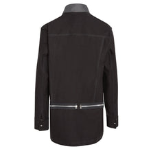 Load image into Gallery viewer, backshot of mens black techwear zip jacket
